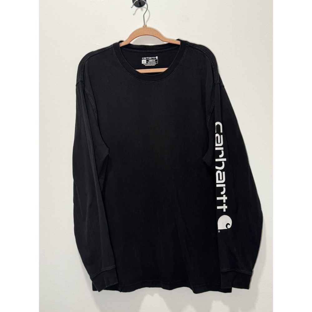 Carhartt Mens Loose Fit Long Sleeve Logo Graphic T-Shirt Black Large L